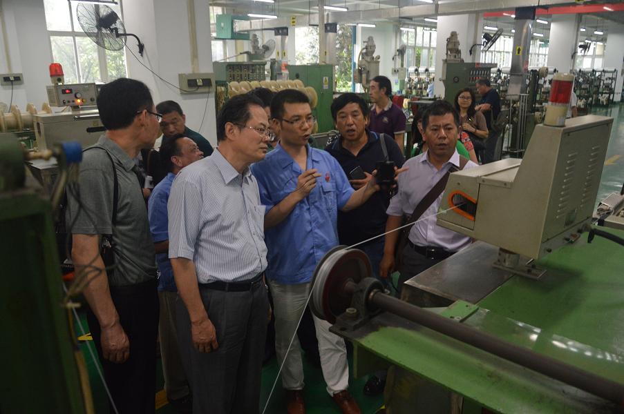 中國輕工業(yè)職工思想政治工作研究會領(lǐng)導(dǎo)參觀彩虹集團(tuán)制線車間