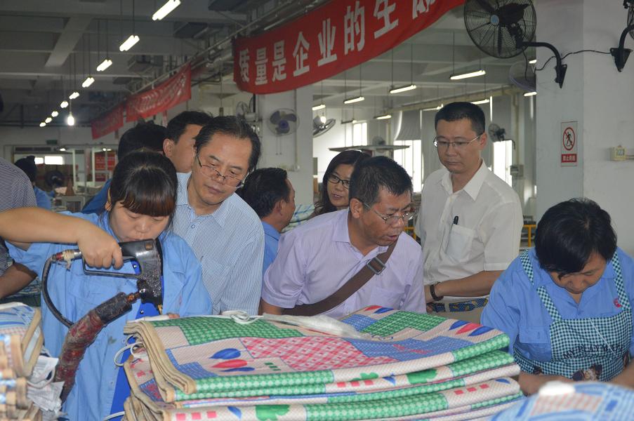 中國輕工業(yè)職工思想政治工作研究會領(lǐng)導(dǎo)參觀彩虹集團(tuán)電熱毯車間