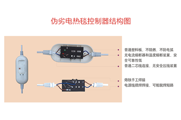 劣質(zhì)電熱毯開(kāi)關(guān)結(jié)構(gòu)圖