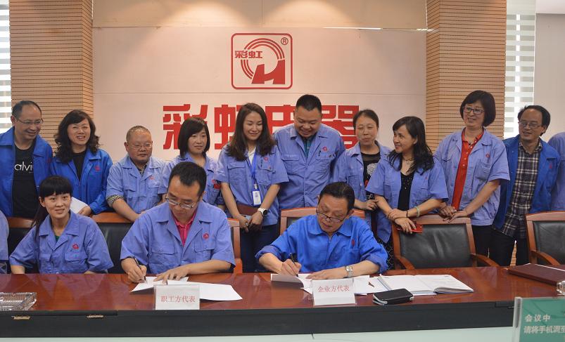 成都彩虹集團公司方與員工方代表簽訂工資集體協(xié)商協(xié)議