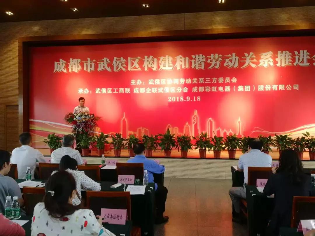武侯區(qū)構(gòu)建和諧勞動(dòng)關(guān)系推進(jìn)會(huì)在成都彩虹集團(tuán)隆重舉行