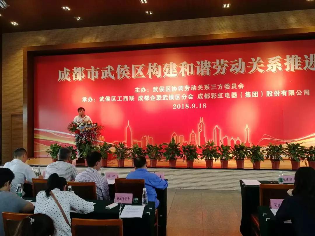 武侯區(qū)構(gòu)建和諧勞動(dòng)關(guān)系推進(jìn)會(huì)在成都彩虹集團(tuán)隆重舉行