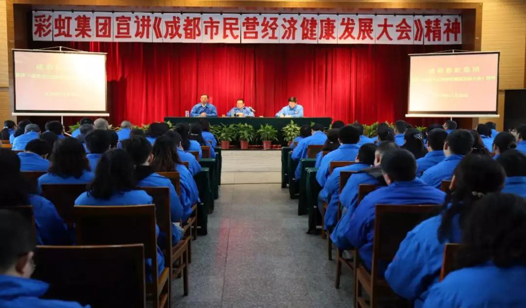 成都彩虹集團召開干部大會傳達成都市民營經(jīng)濟健康發(fā)展大會精神
