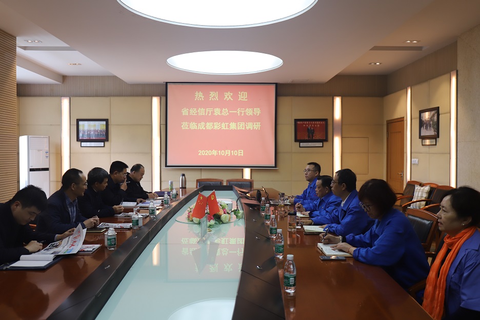 省經(jīng)信廳袁冰總經(jīng)濟(jì)師一行蒞臨成都彩虹集團(tuán)調(diào)研